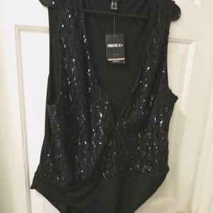 Black sequins body suit